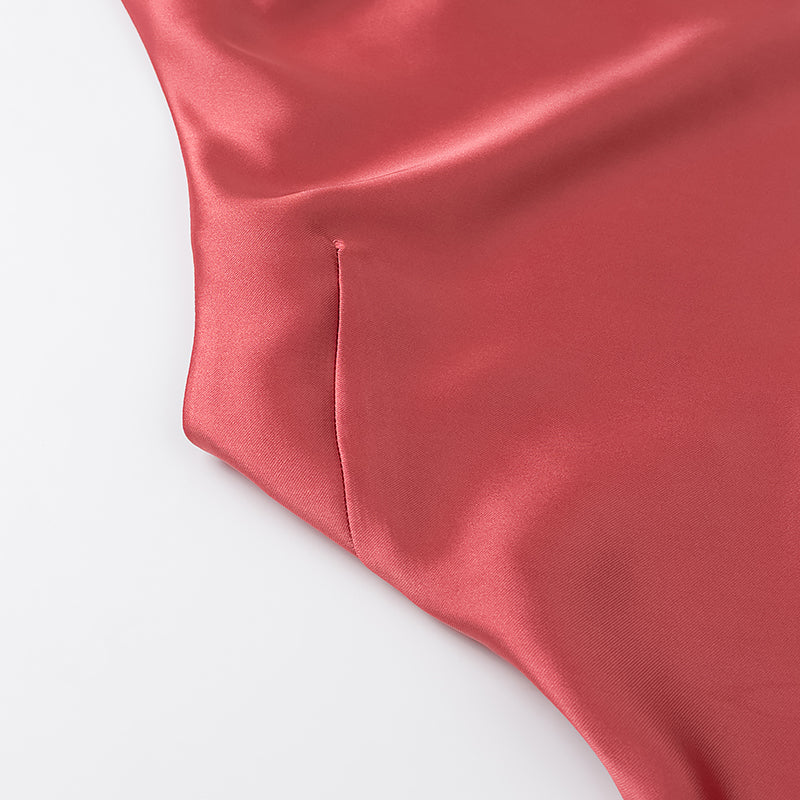 Summer Women Clothing Satin Texture Midi Dress