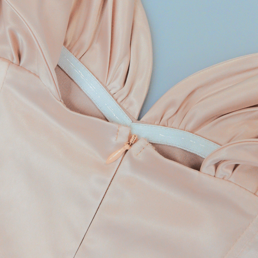 Tube Top Pleated Shoulder Dress