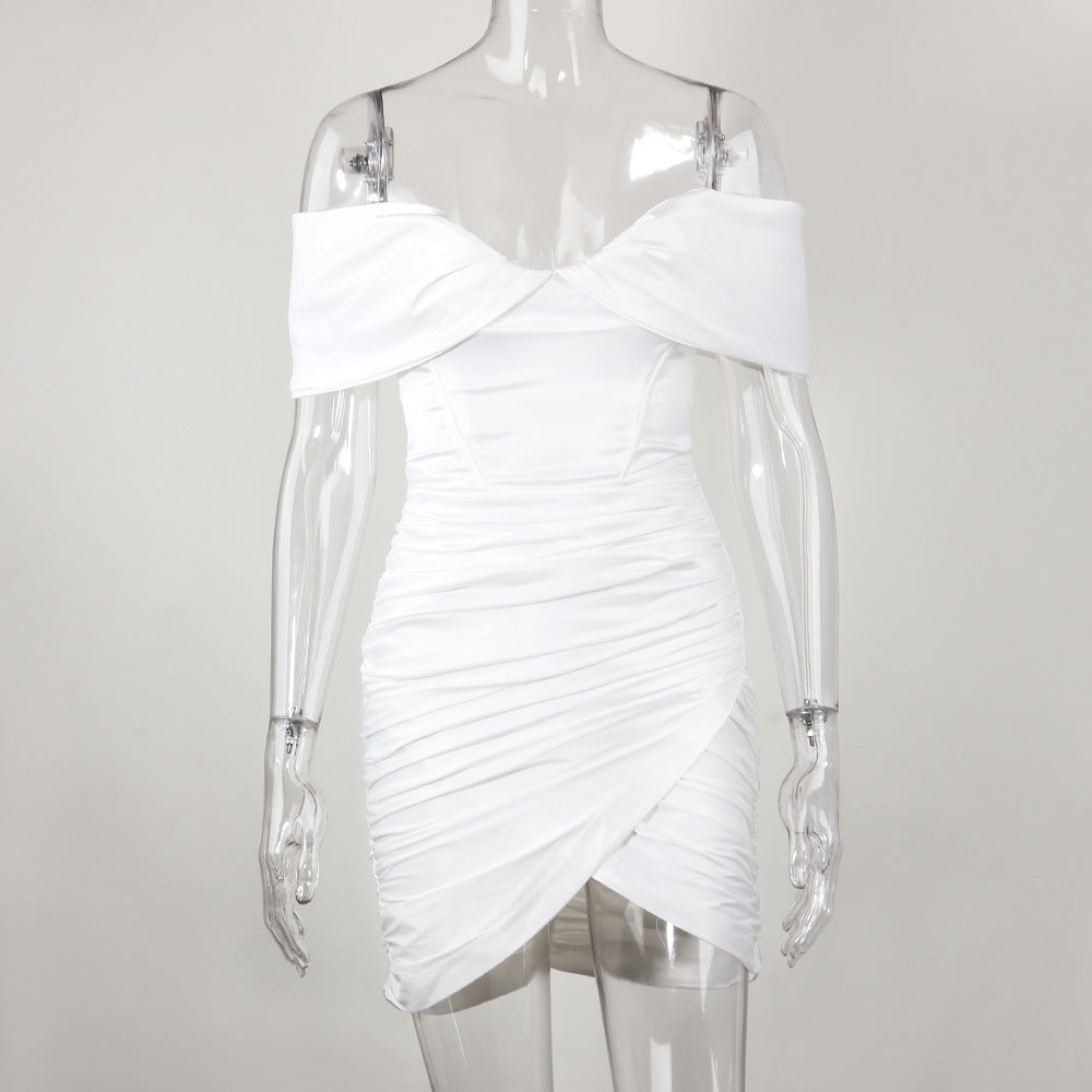 Tube Top Pleated Shoulder Dress