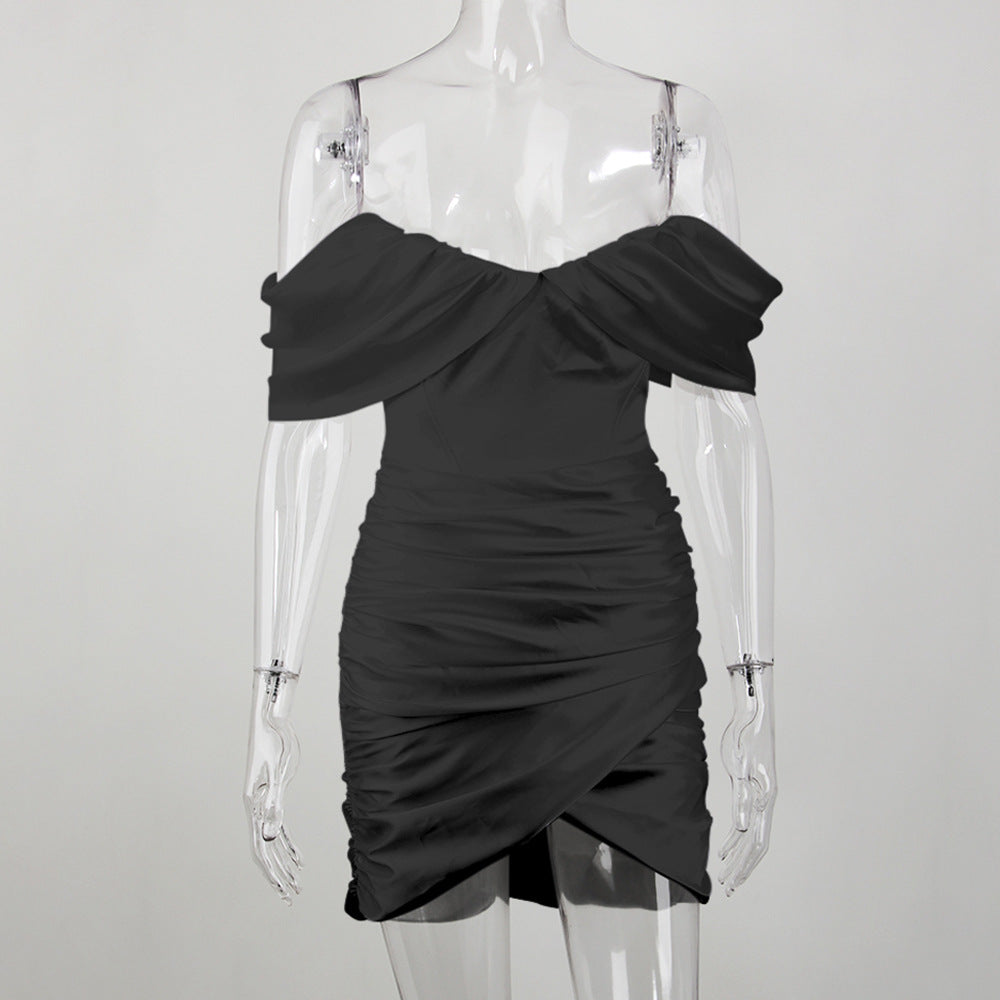 Tube Top Pleated Shoulder Dress