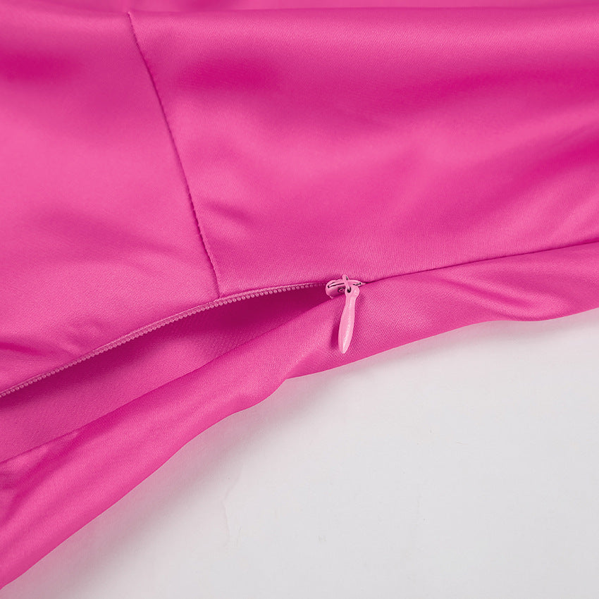 Sleeveless Halter Maxi Satin Dress