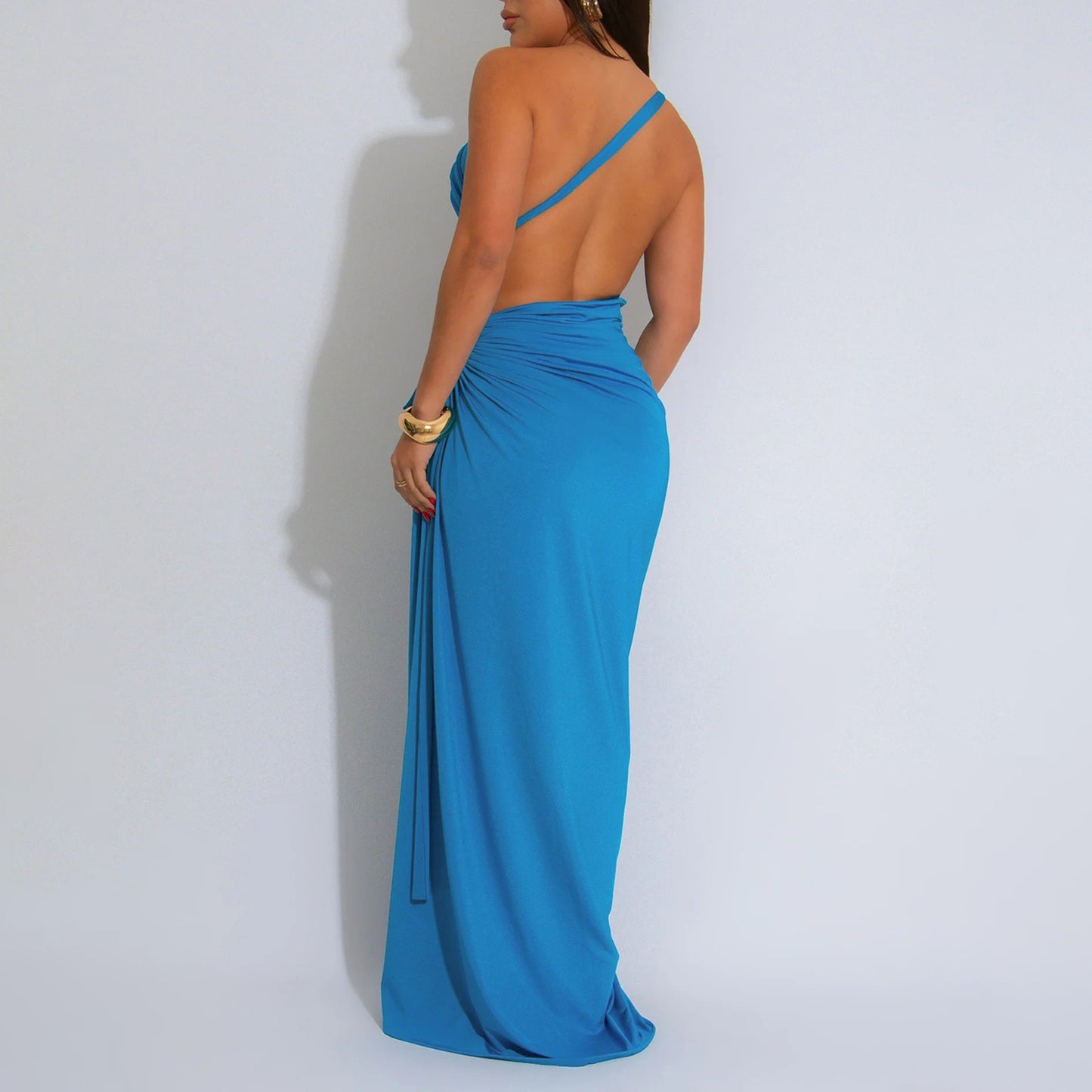 Diagonal Collar Sexy Tube Top Split Dress