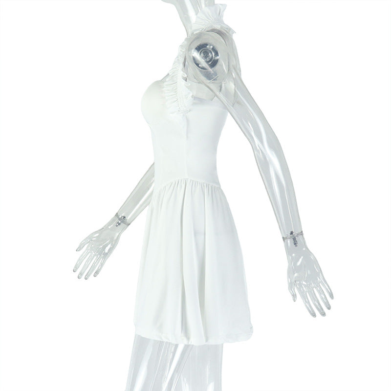 Backless Pleated A line Sleeveless Dress
