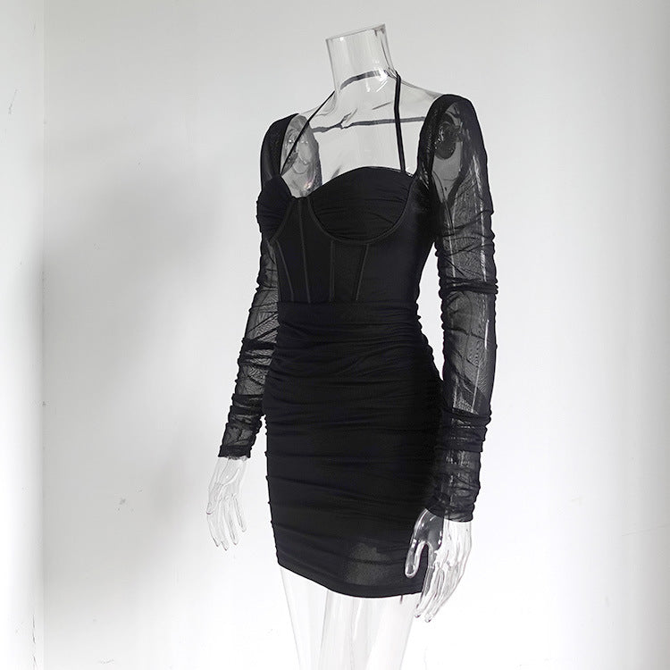 Boning Corset Long Sleeve Dress