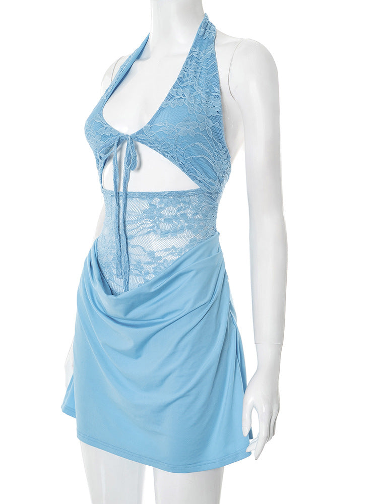 Sleeveless Backless Lace Dress