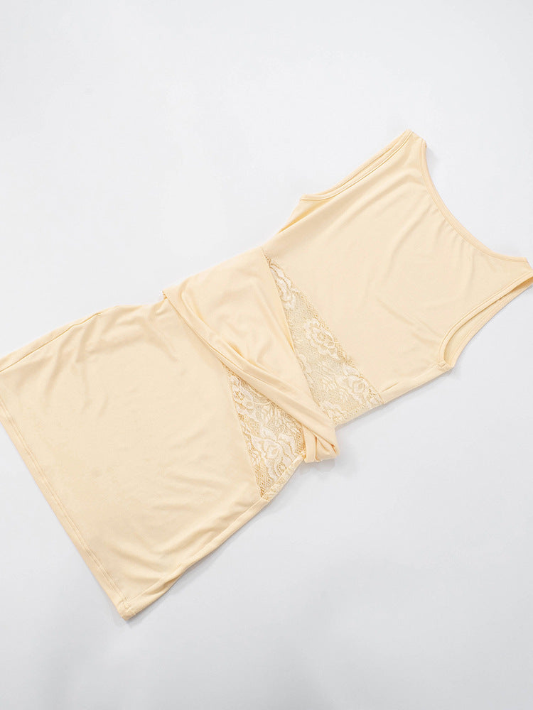 Sleeveless Lace Hollow Out Twist Ring Dress