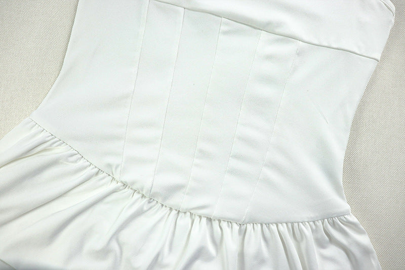 Backless Pleated Off Shoulder Dress