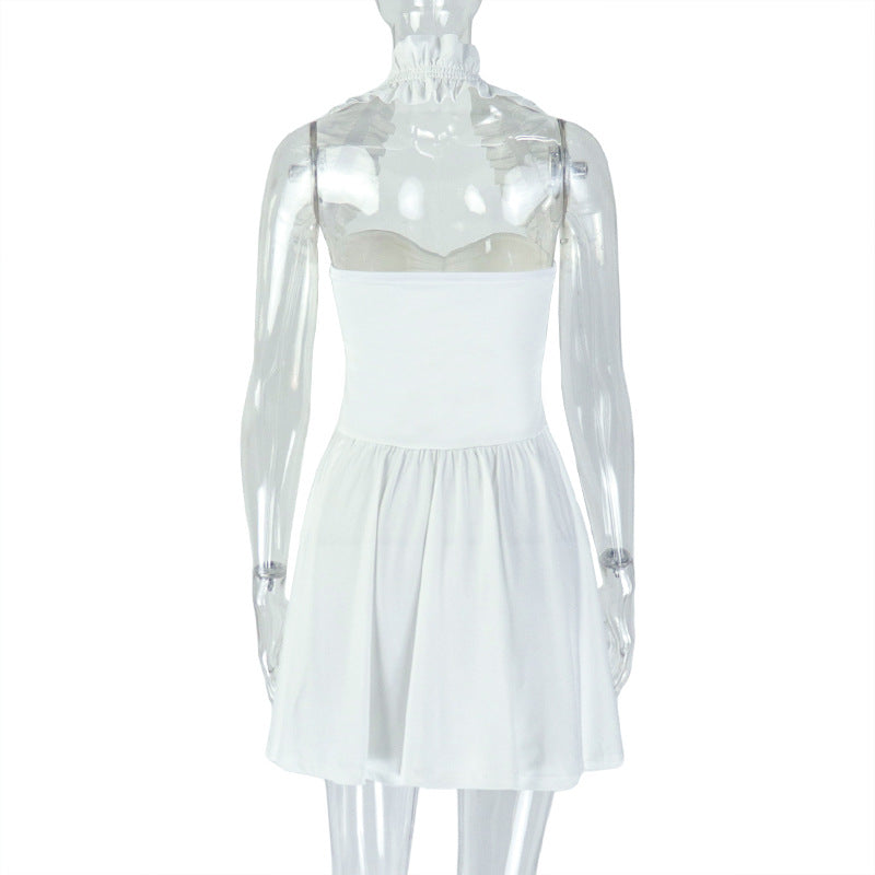 Backless Pleated A line Sleeveless Dress