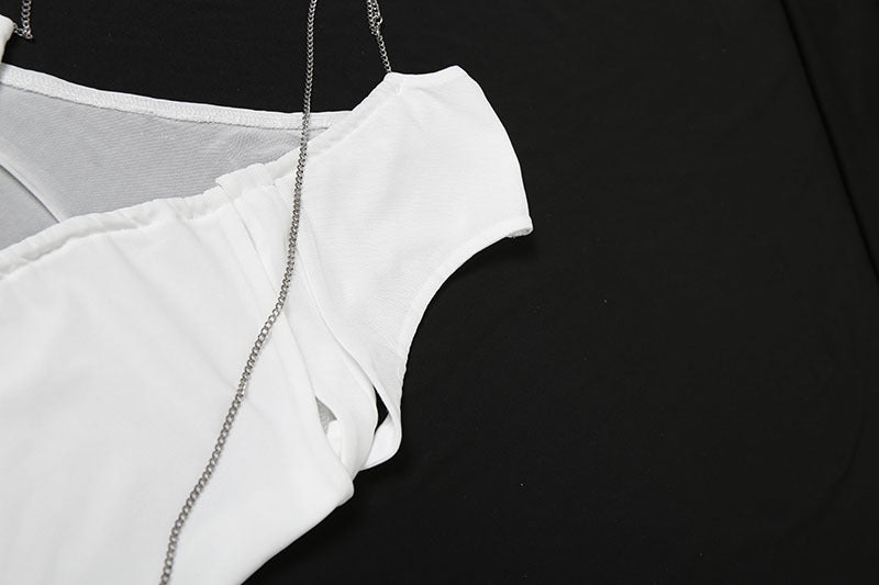 One Shoulder V neck Short Dress