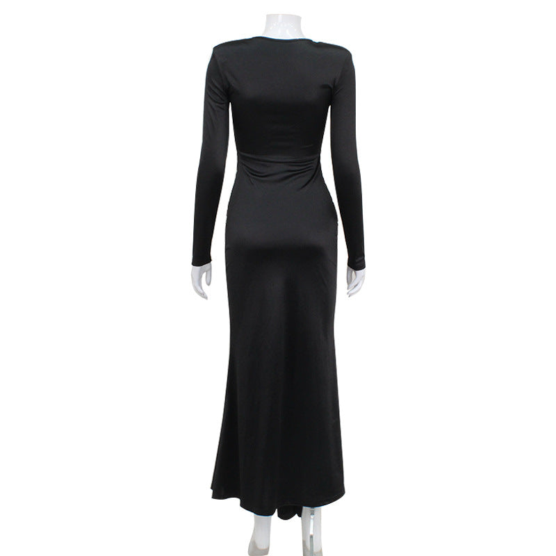 Long Sleeve Tied Waist Maxi Dress