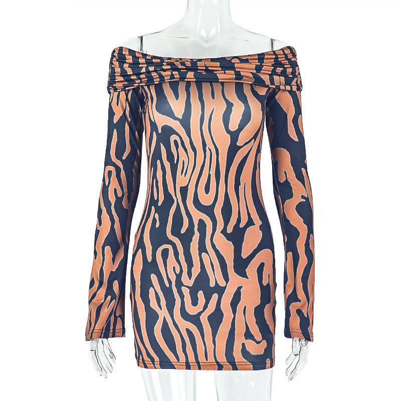 Neck Tube Long Sleeve Short Dress