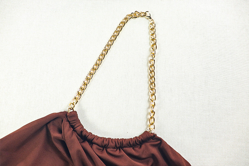 Pleated Hip Backless Halter Dress