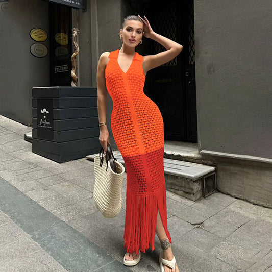 Summer Hollow Out Cutout  See through Maxi Dress