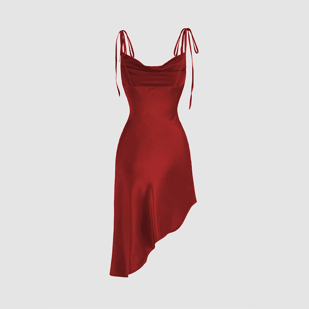 Sling Swing Collar Asymmetric Hem Dress