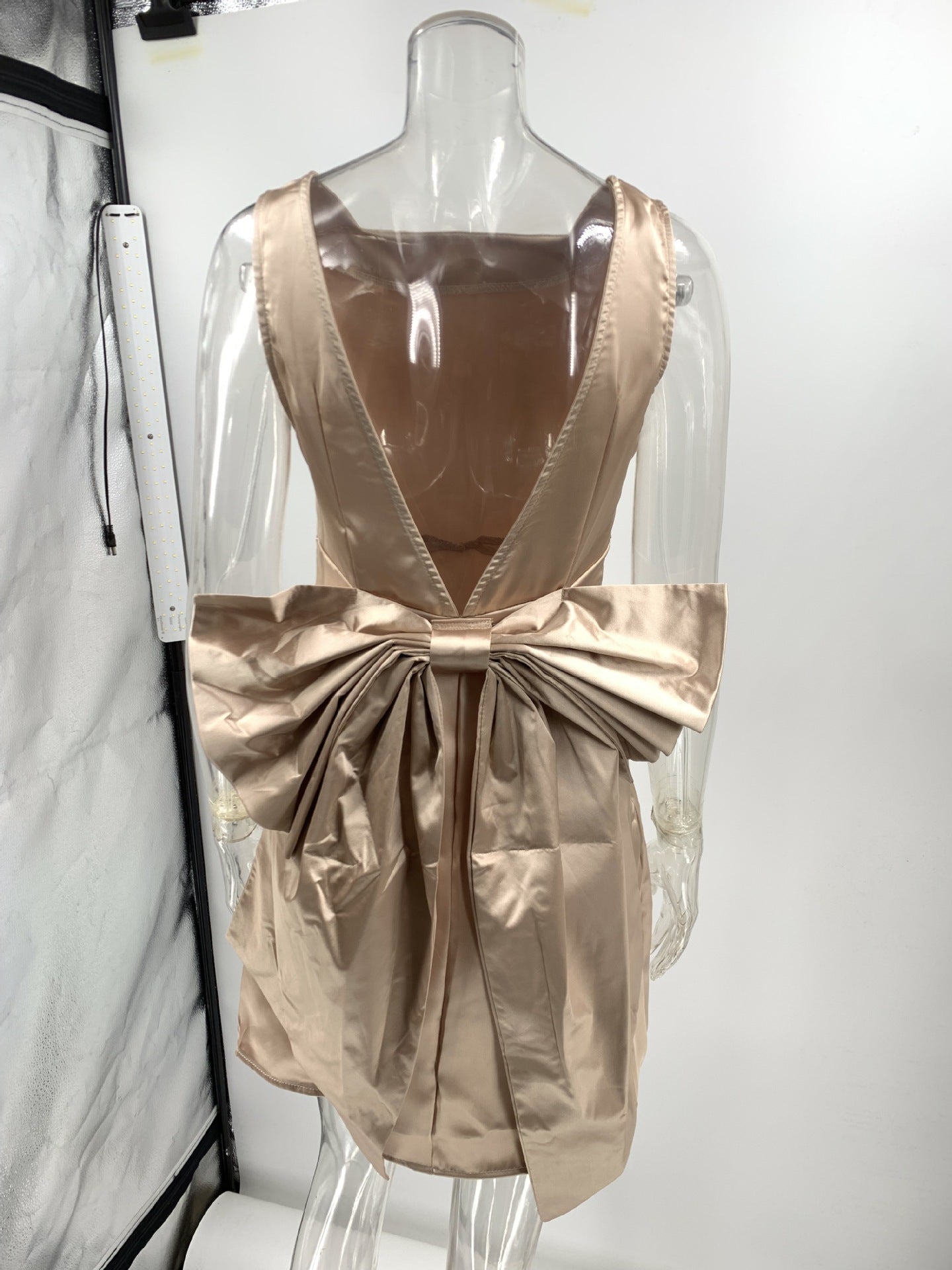 Satin Backless Bow Dress