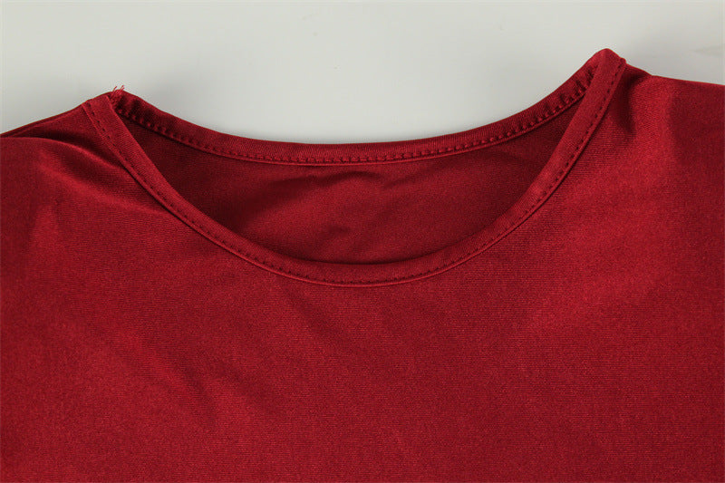 Round Neck Long Sleeve Retro Dress