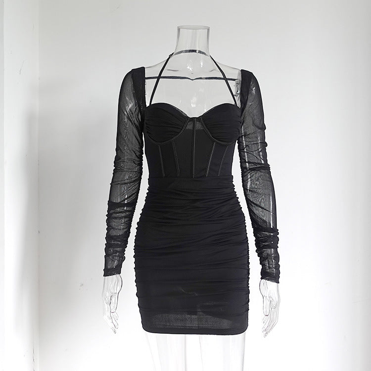 Boning Corset Long Sleeve Dress