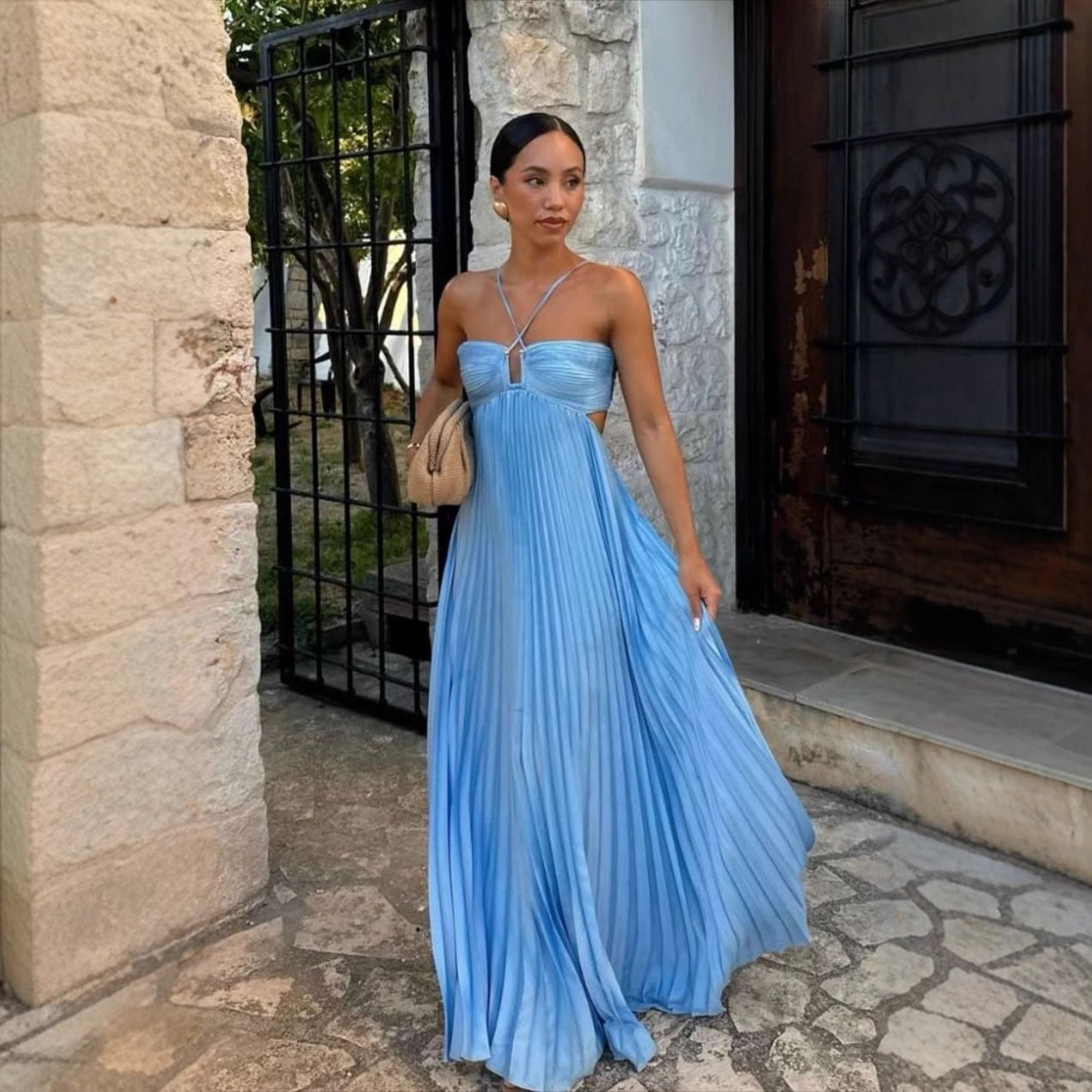 Summer Tube Top Pleated Sleeveless Sling Dress