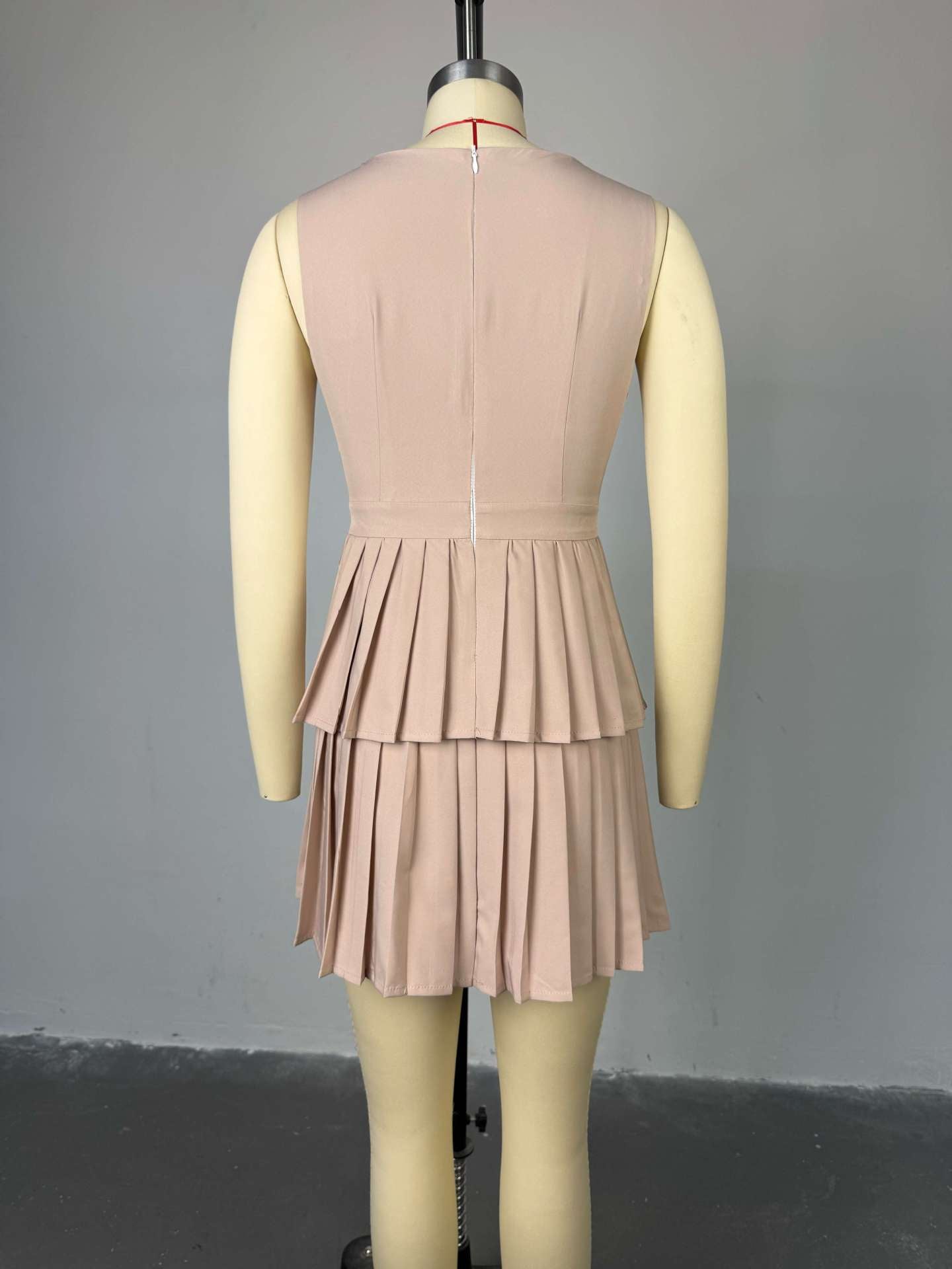 Sweet V Neck High Waist Pleated A line Short Dress