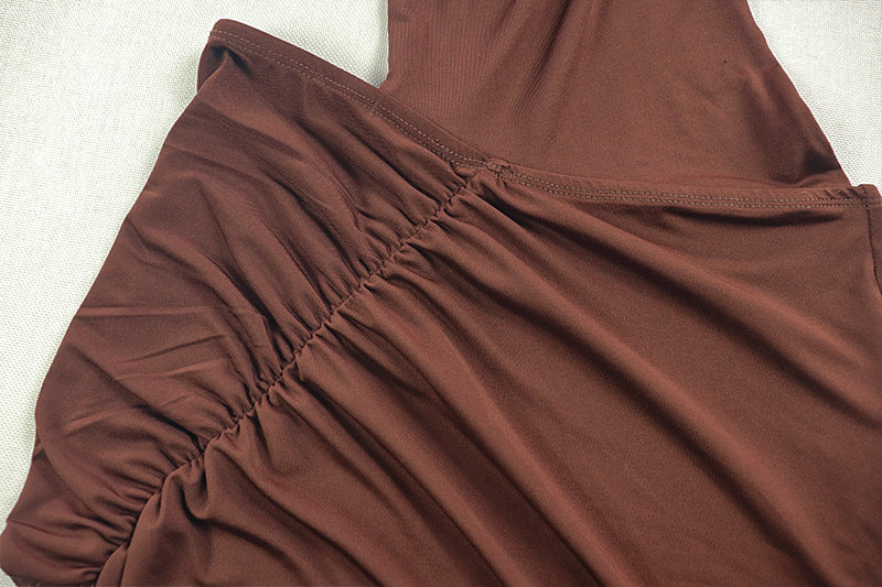 Slim Fit Backless Split Asymmetric Turtleneck Maxi Dress