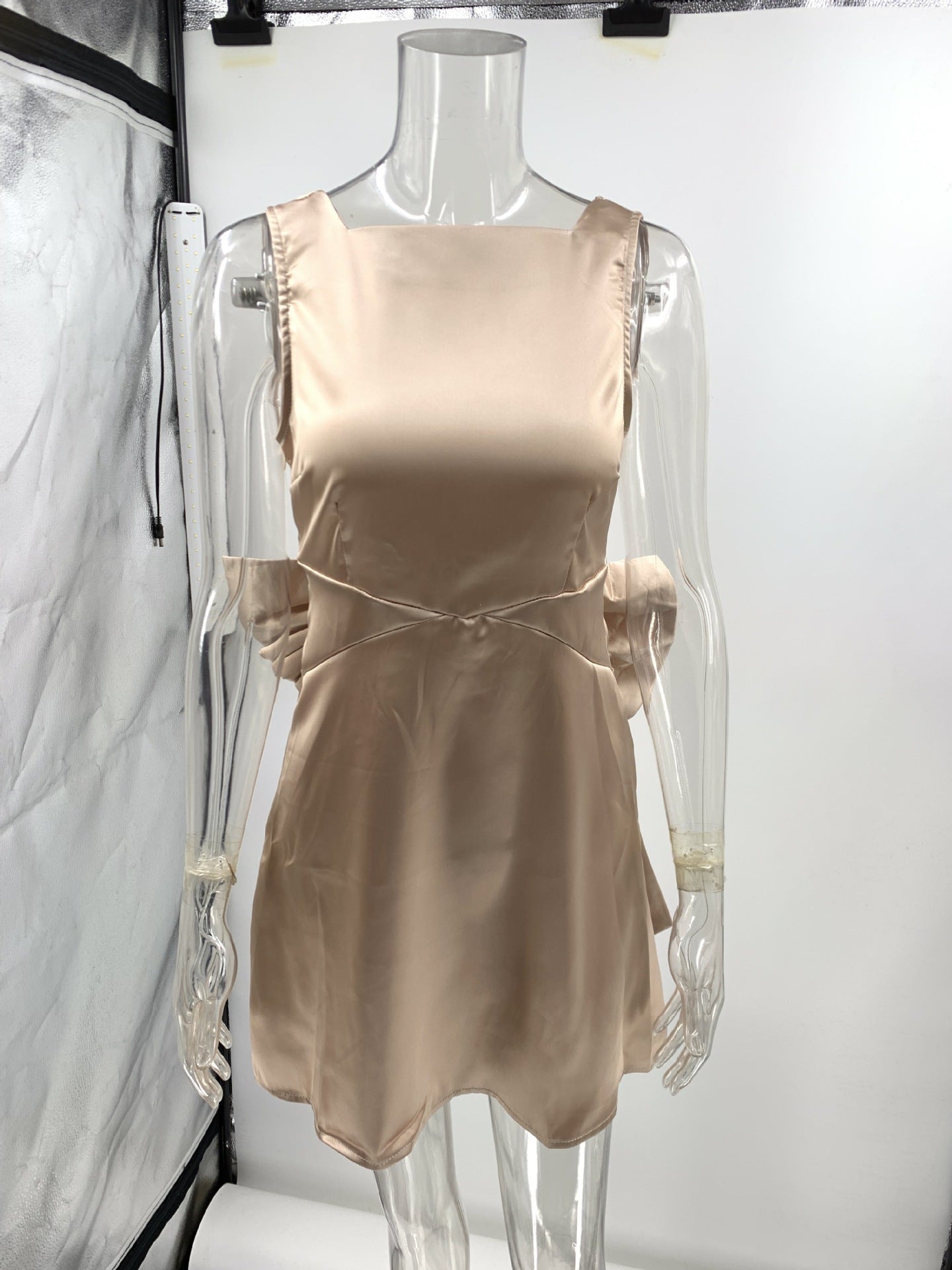 Satin Backless Bow Dress