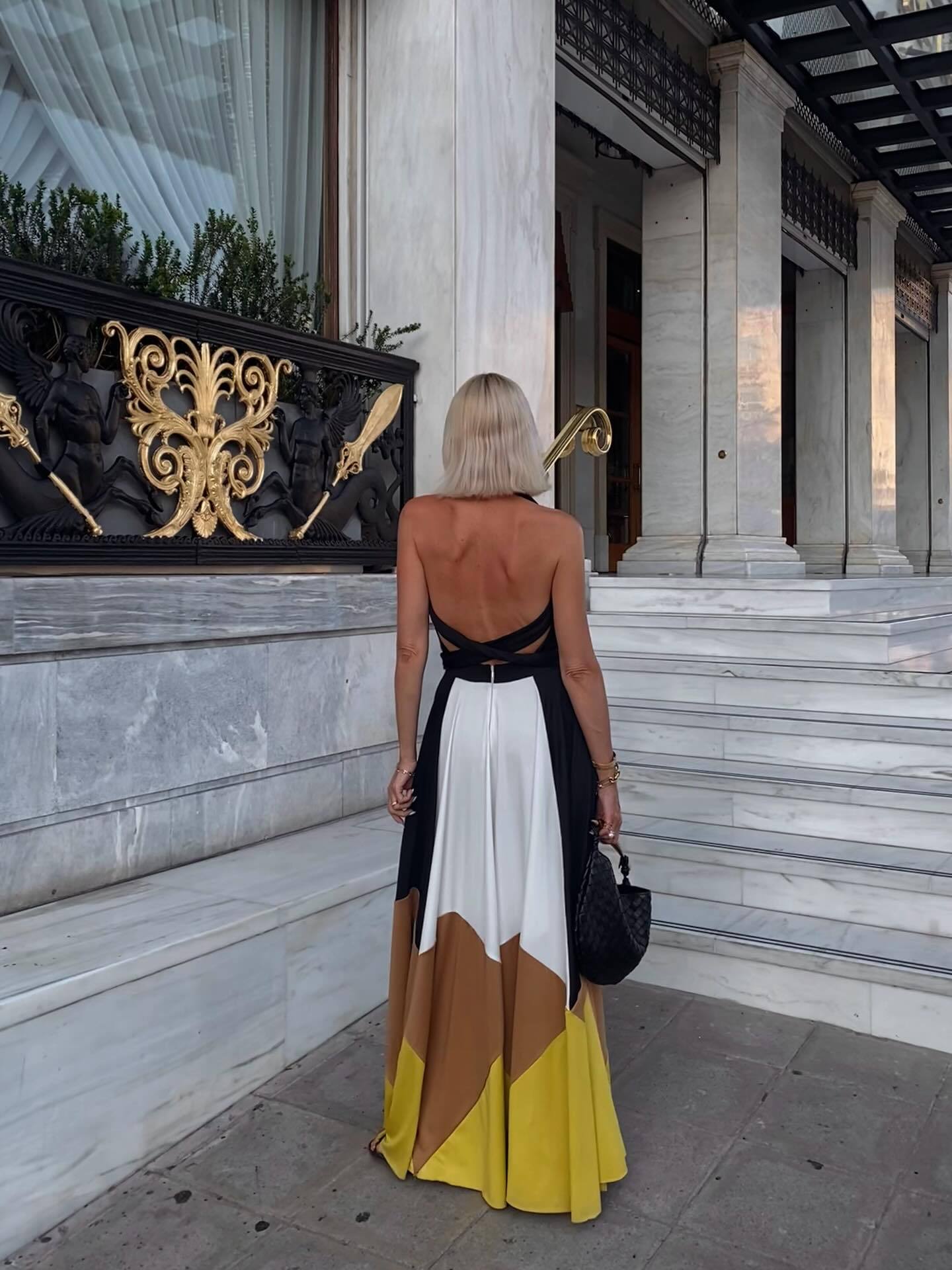 Lace up Backless Swing Dress