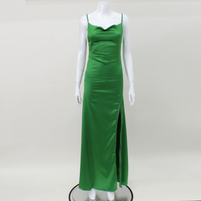 Cami Backless Long Satin Dress