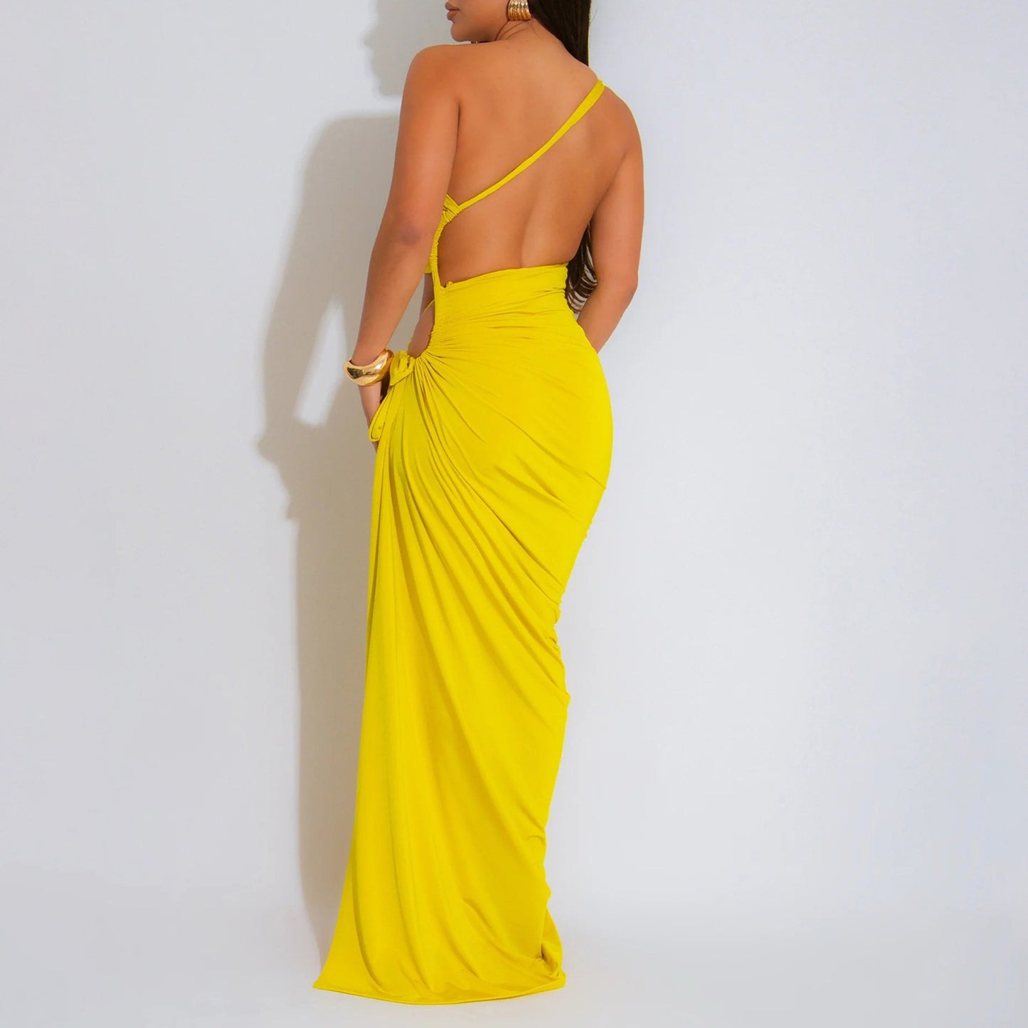 Diagonal Collar Sexy Tube Top Split Dress
