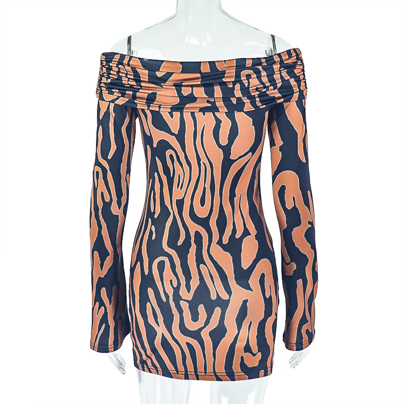 Neck Tube Long Sleeve Short Dress
