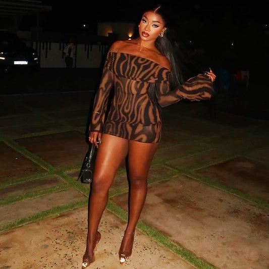 Neck Tube Long Sleeve Short Dress