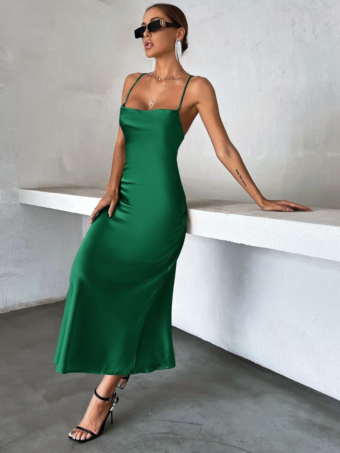 Satin Party Strap Dress