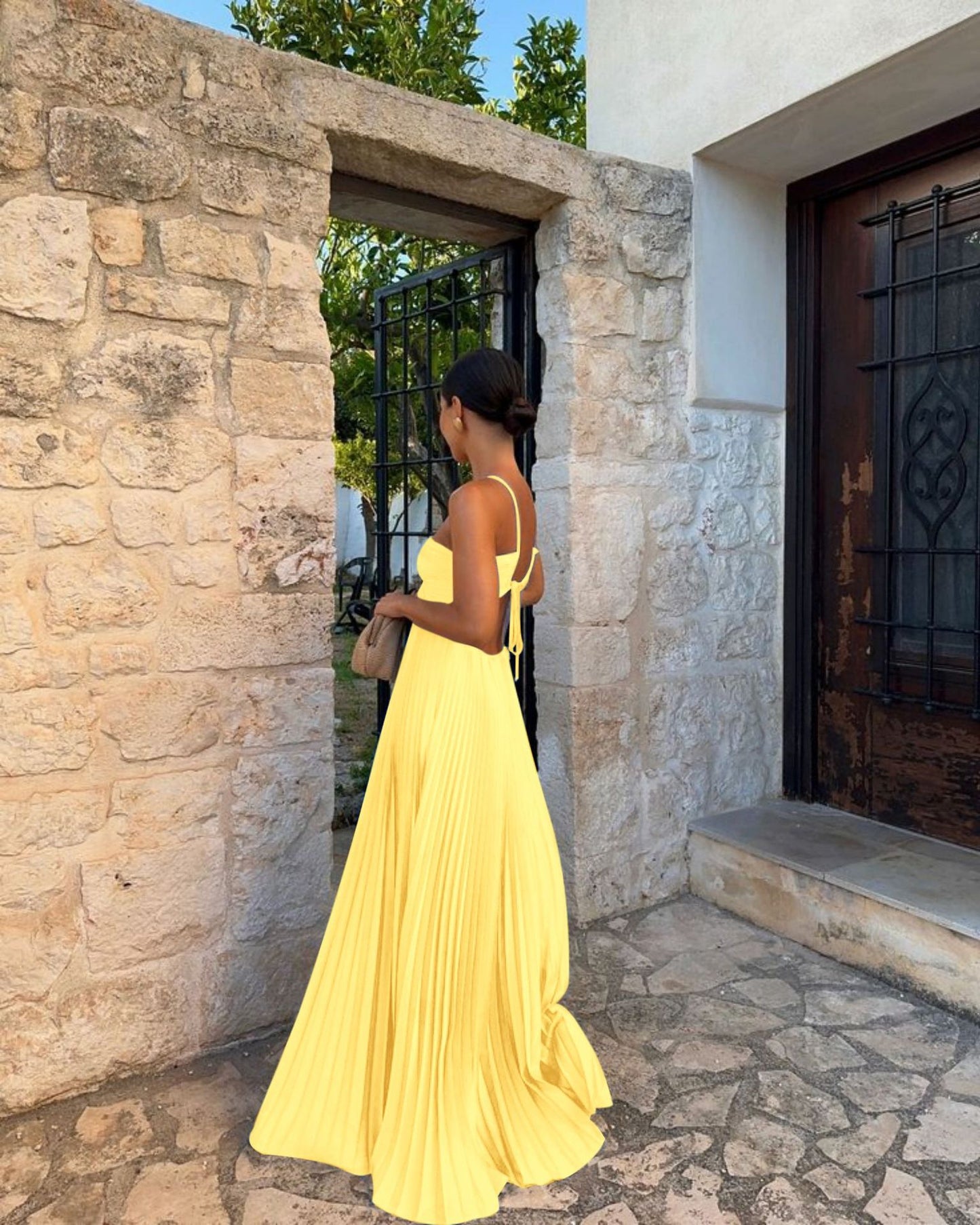 Summer Tube Top Pleated Sleeveless Sling Dress