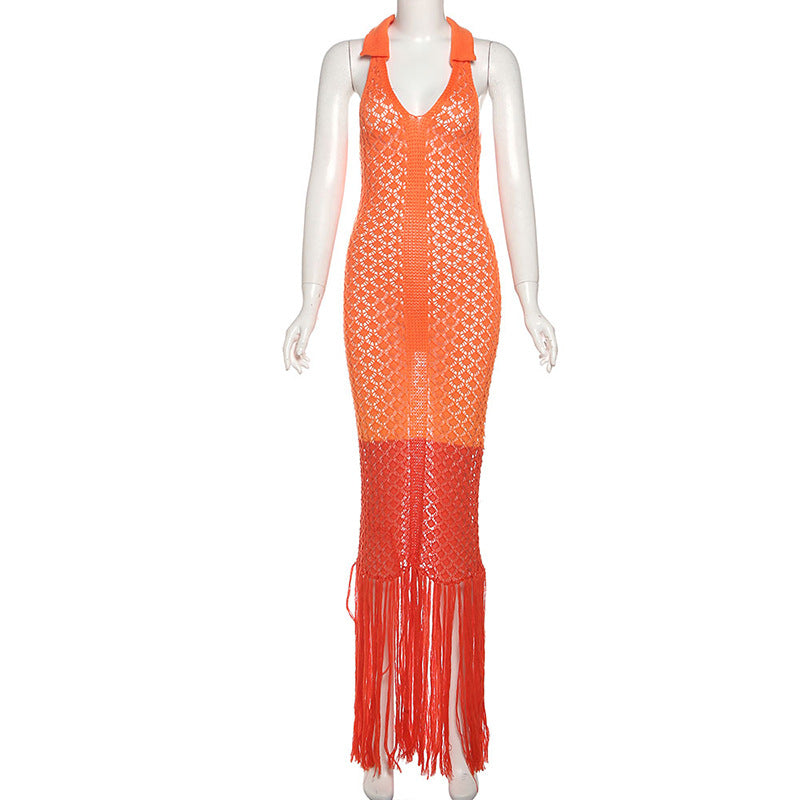 Summer Hollow Out Cutout See through Maxi Dress