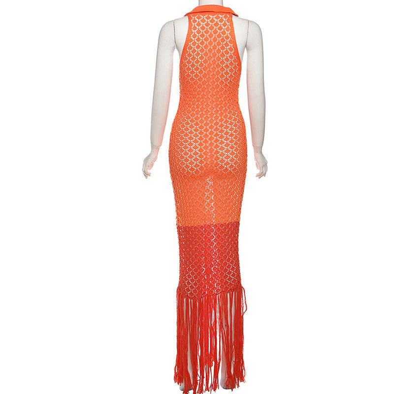 Summer Hollow Out Cutout See through Maxi Dress