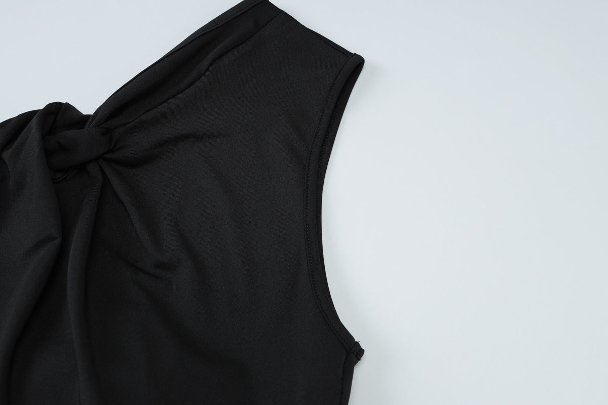 Lace up Pleated Slim Fit Sheath Dress