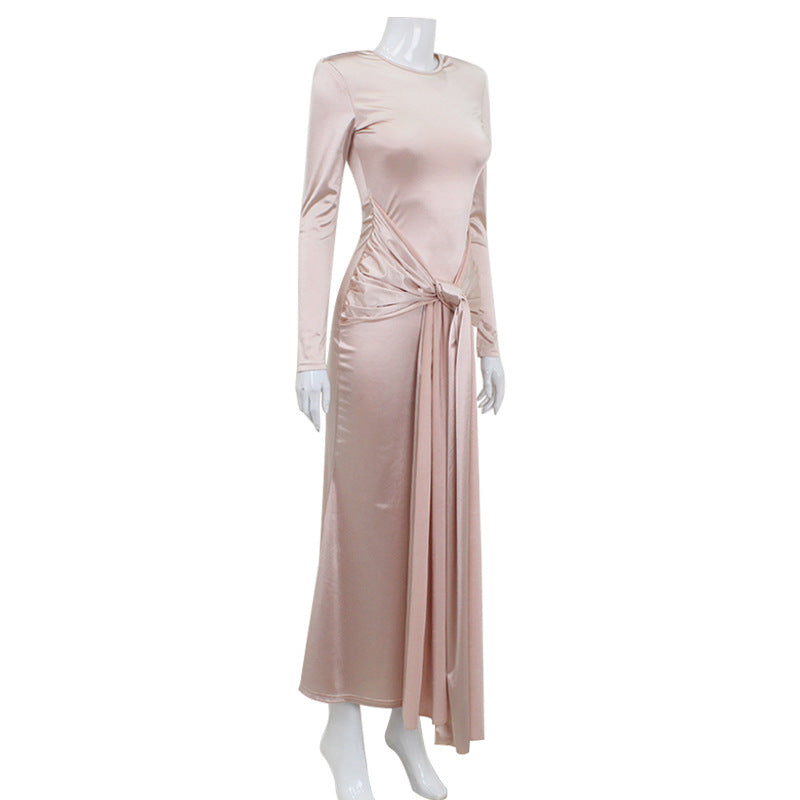 Long Sleeve Tied Waist Maxi Dress