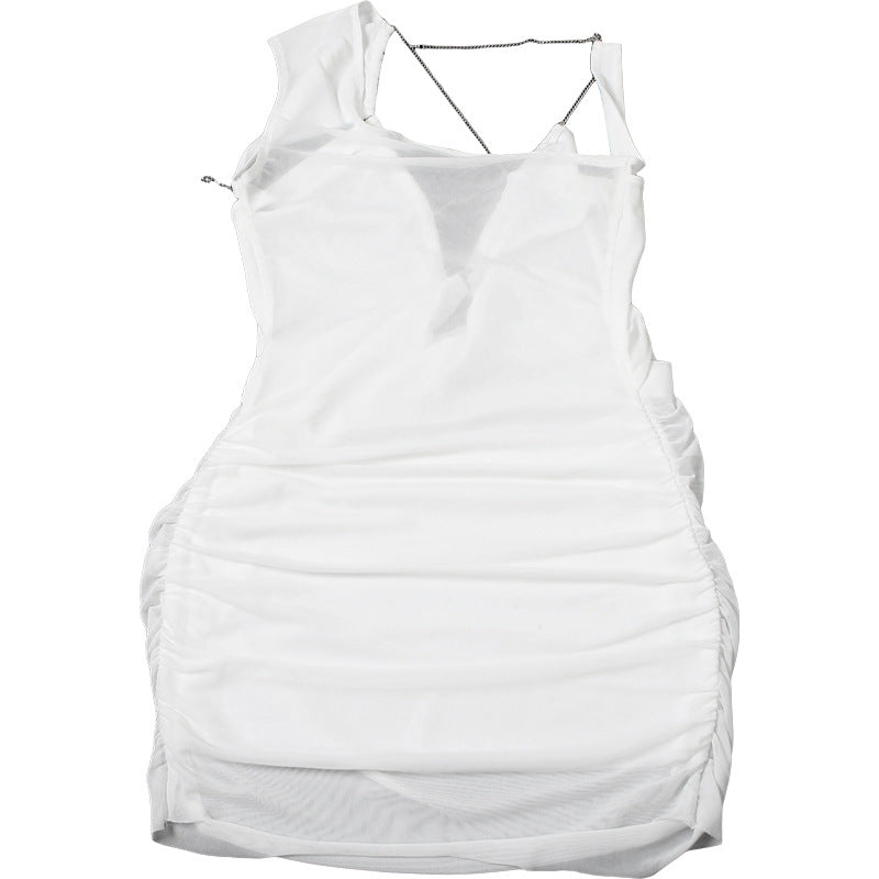 One Shoulder V neck Short Dress
