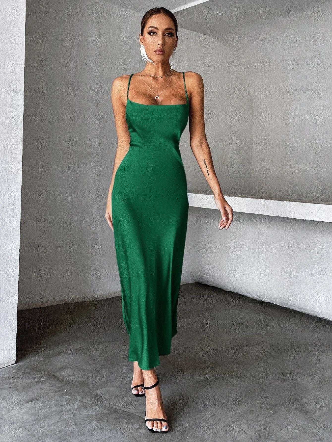 Satin Party Strap Dress