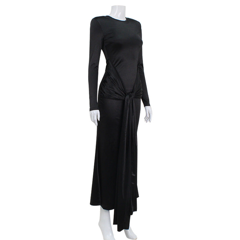 Long Sleeve Tied Waist Maxi Dress