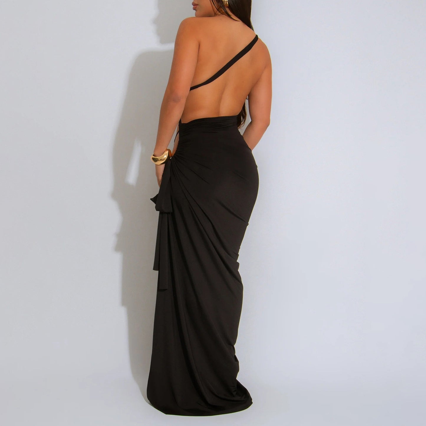 Diagonal Collar Sexy Tube Top Split Dress