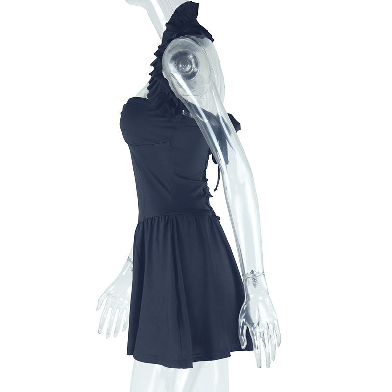 Backless Pleated A line Sleeveless Dress