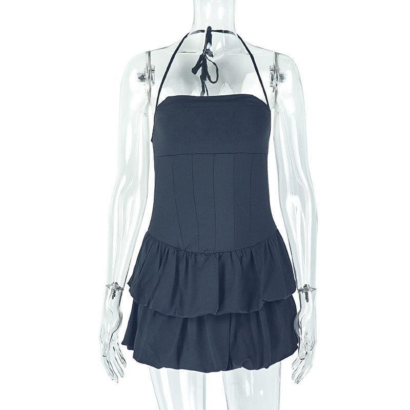 Backless Pleated Off Shoulder Dress