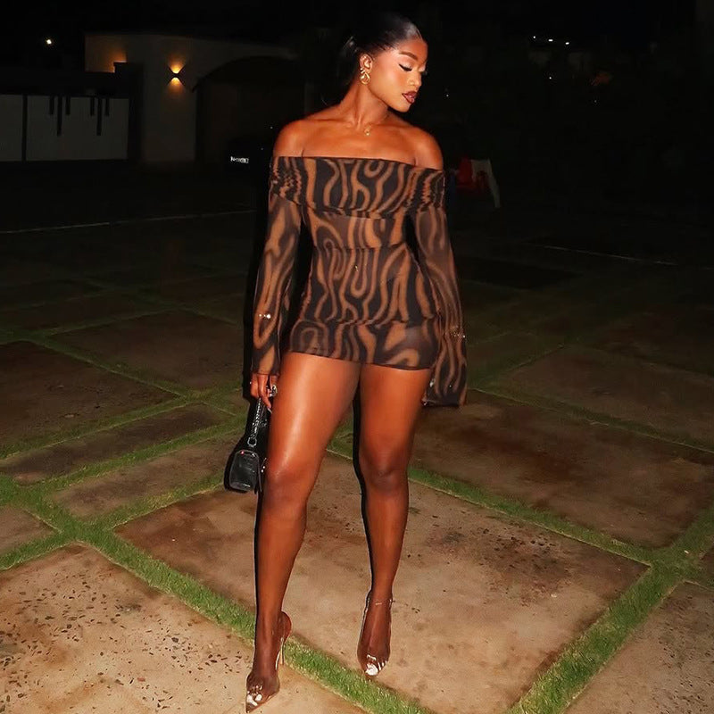 Neck Tube Long Sleeve Short Dress