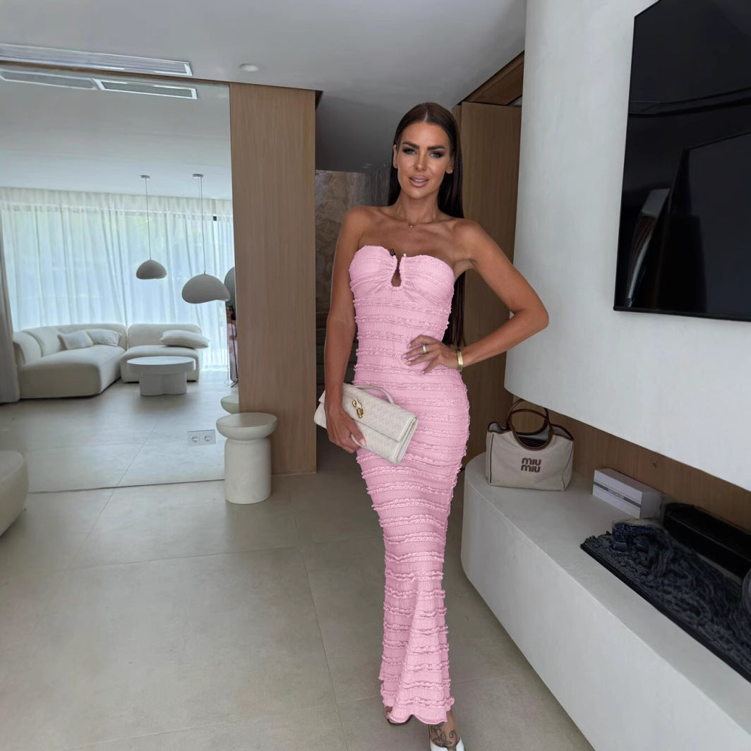 Slim Tube Top Package Hip Cocktail Dress