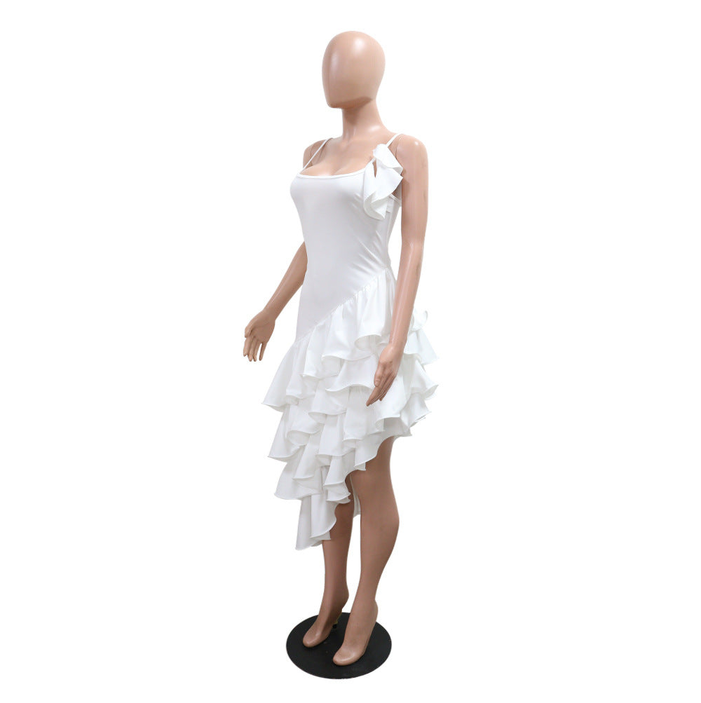 Asymmetric Ruffled Dress