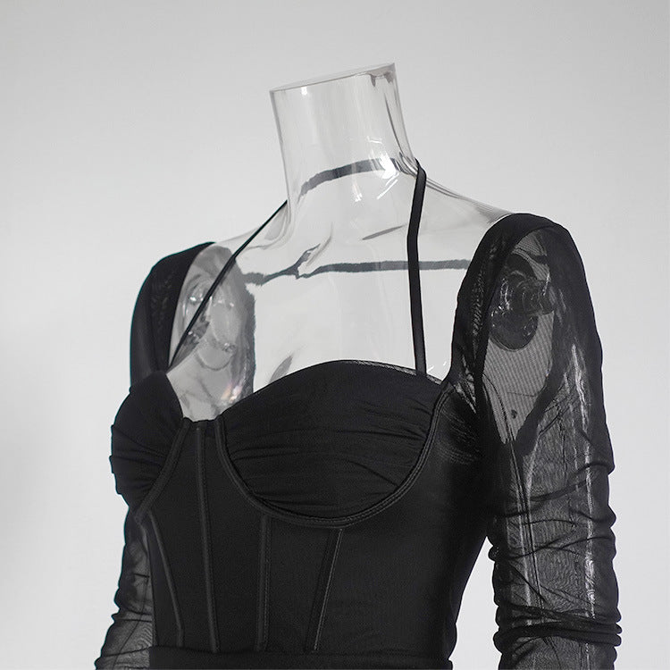 Boning Corset Long Sleeve Dress
