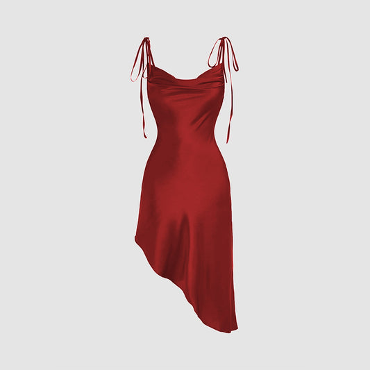 Sling Swing Collar Asymmetric Hem Dress