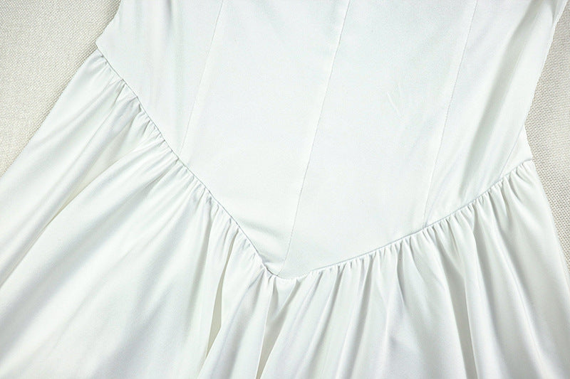 Backless Pleated A line Sleeveless Dress