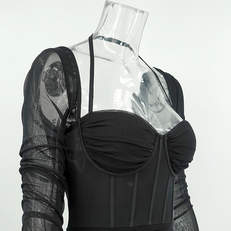 Boning Corset Long Sleeve Dress
