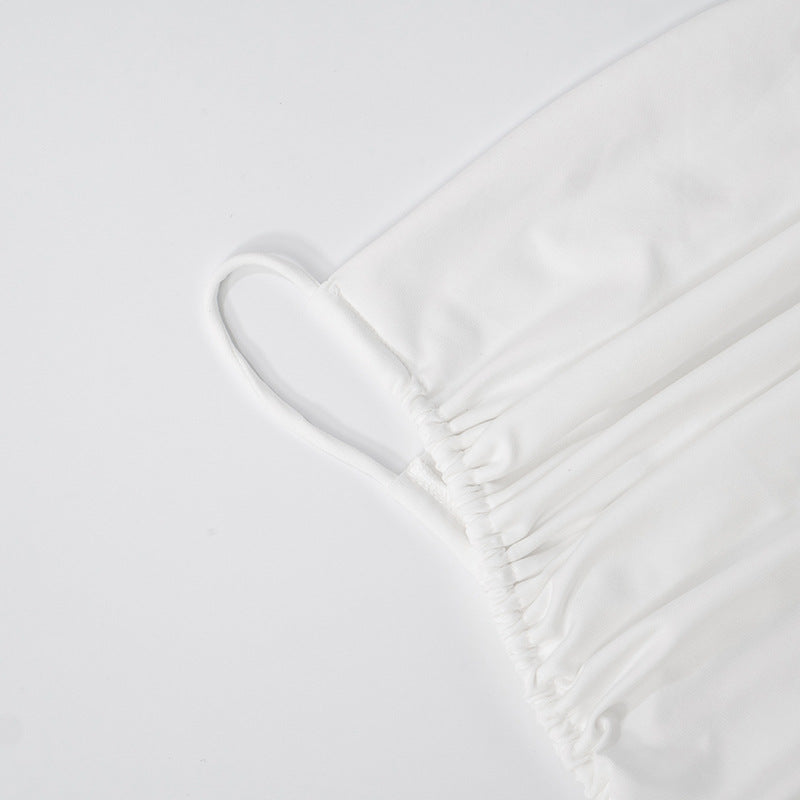 Sleeveless Drawstring Pleated Dress